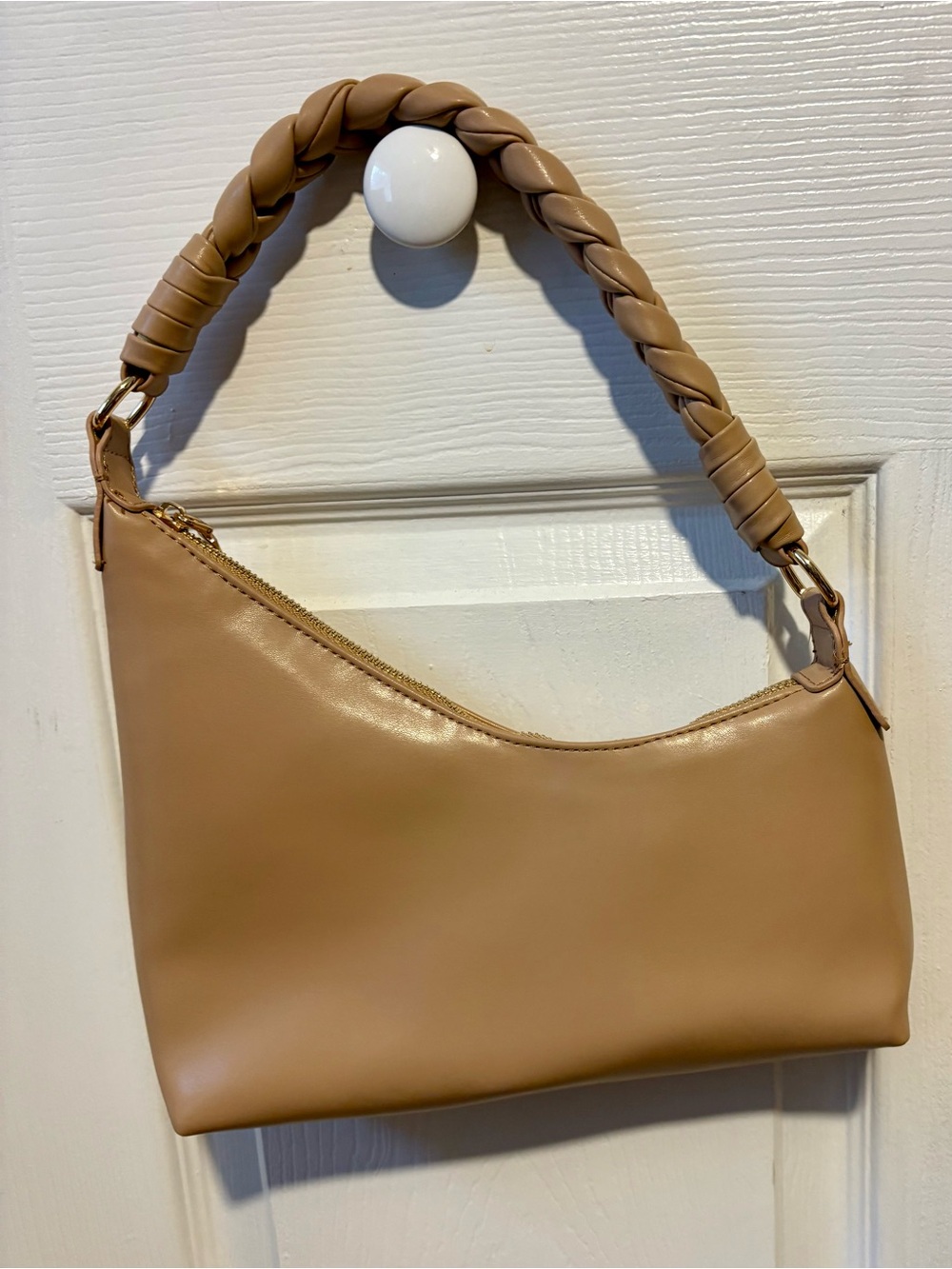Urban Expressions Women’s Tan Shoulder Bag with Braided Handle